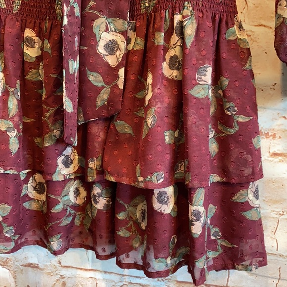 Moon River long sleeve mini dress XS floral - Picture 4 of 12